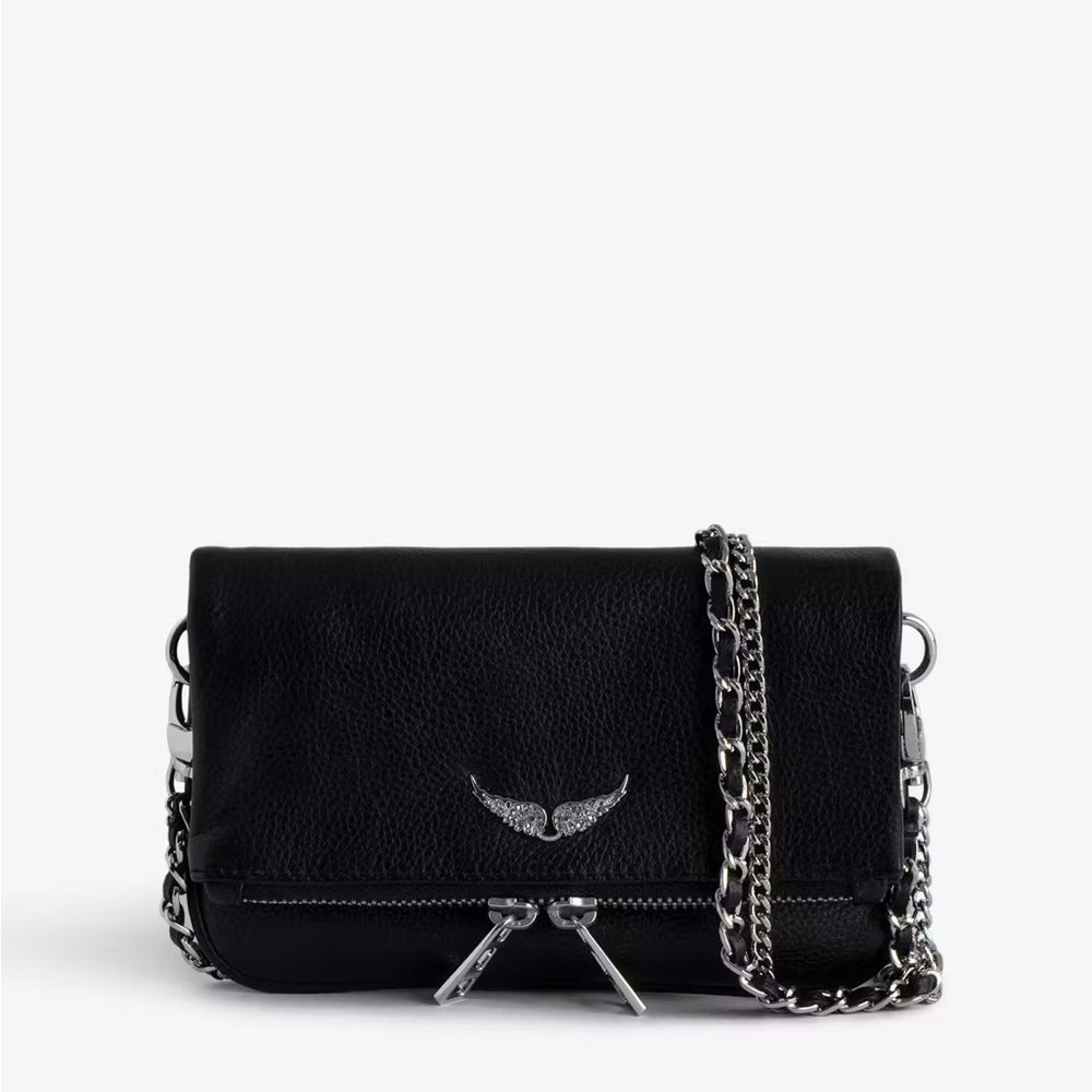 Zadig & Voltaire Black Leather Chain Shoulder Bag comes with pouch